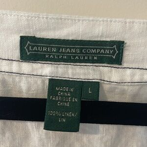 Lauren Jeans Company 3/4 Sleeved Linen Tunic, White/Navy Size L